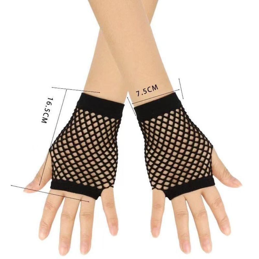 Elastic Short Fishnet Gloves Web Design Punk Rock Gloves Fingerless Mesh Gloves  Party Club