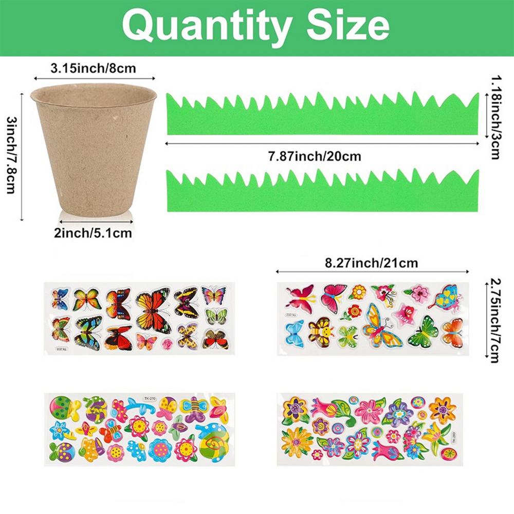 30pcs Biodegradable Seedling Flower Pots With Domes Handmade Garden Paper Craft Kit With 20 Sheets Stickers For Kids DIY Garden