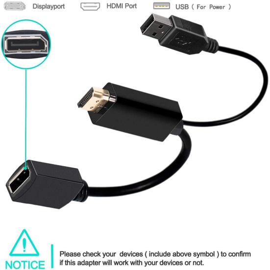 4K USB Powered HDMI-compatible Male To DP Display Port Female Converter Adapter Devices