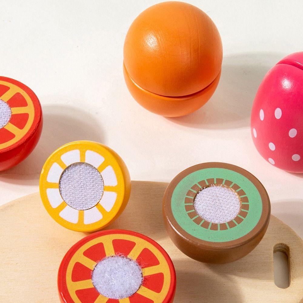 Wooden Wooden Pretend Toy Simulation Cutting Fruit Vegetable Set Fruit Cutting Toy  Children Play