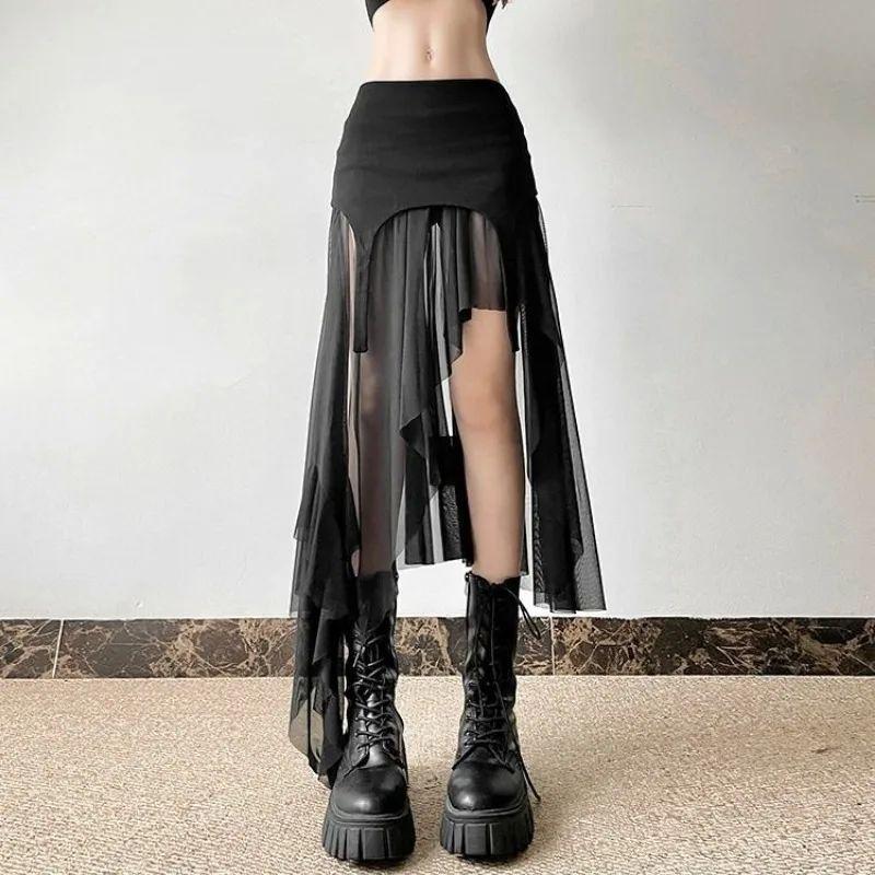 

Solid Color High Waisted Irregular Skirt Solid High Waist Irregular Skirt black L