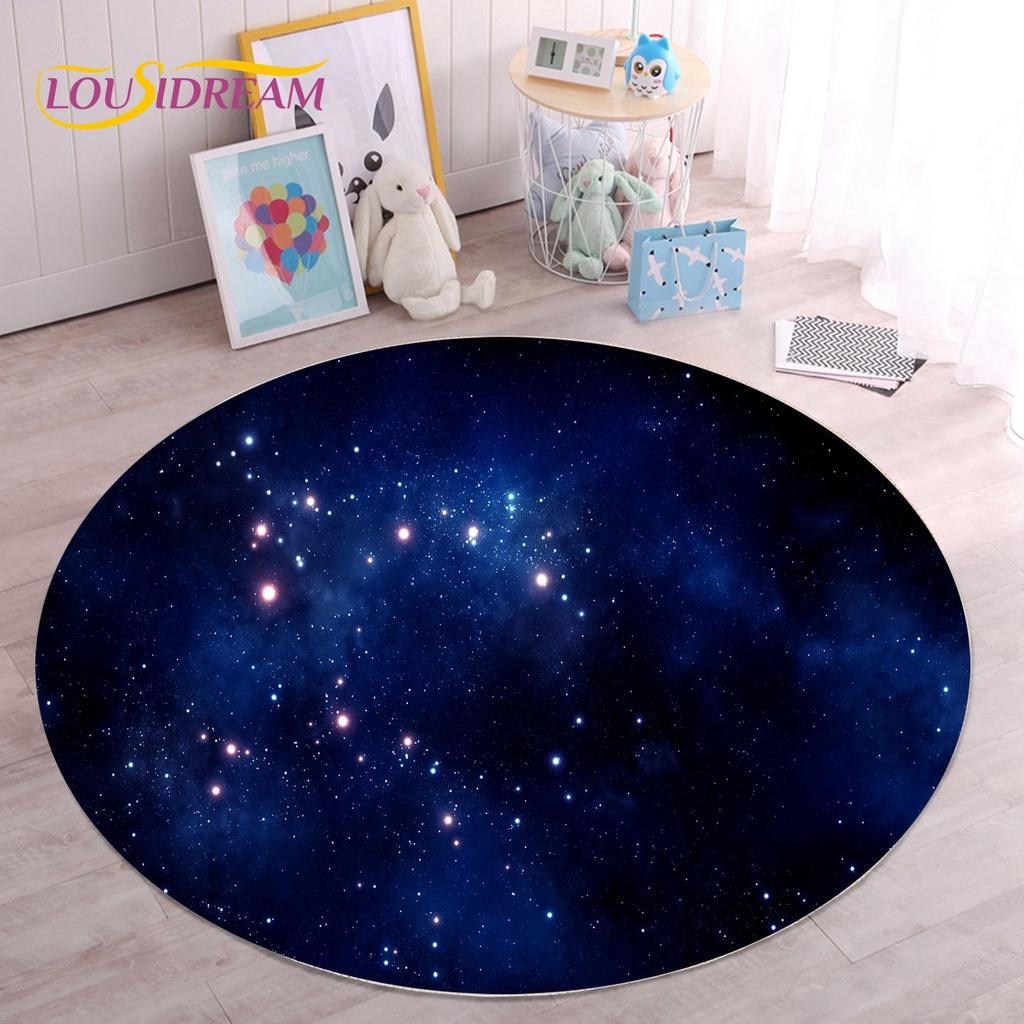 HD Galaxy Universe Space Stars Runder Teppich, Teppich für Wohnzimmer, Kinderzimmer, Sofa, Spielzimmer, Dekoration, rutschfeste Bodenmatte
