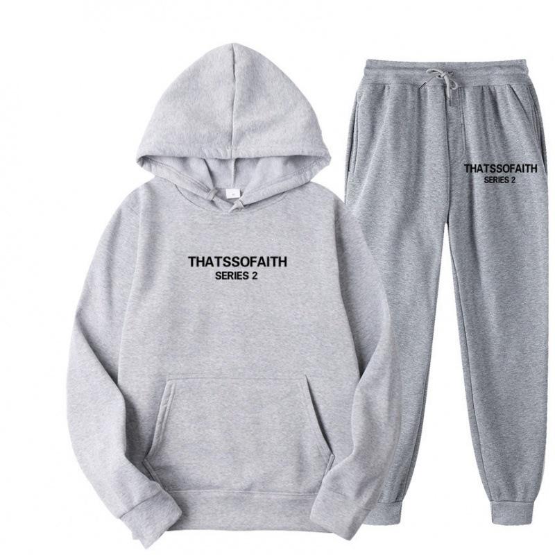 Independent Station Europe and the United States popular women's clothing letter printing hooded sweater fashion casual hair grabbing trousers set