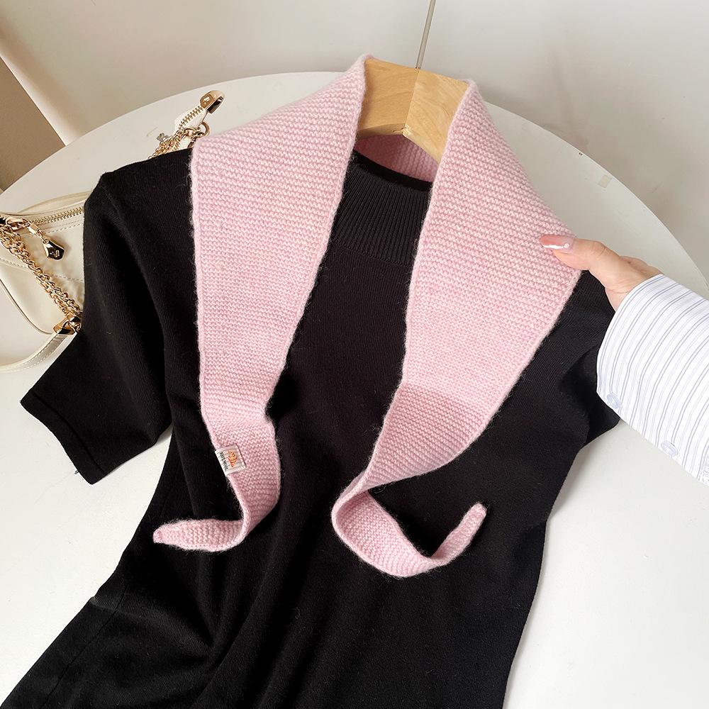 Korean Style Shawl Niche Design  Wool Scarf Female Atmosphere Versatile Scarf Lazy French Neck Scarf Tide Streetwear Scarves