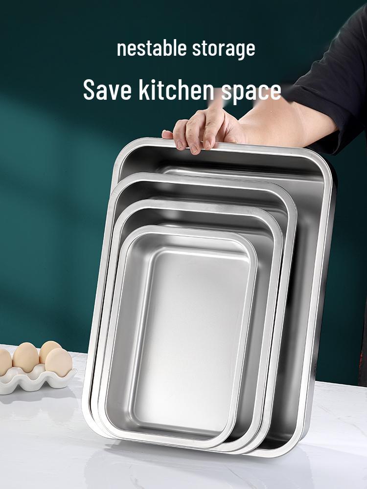 Deepened Stainless Steel Square Basin with Oil Draining Rack & Lid