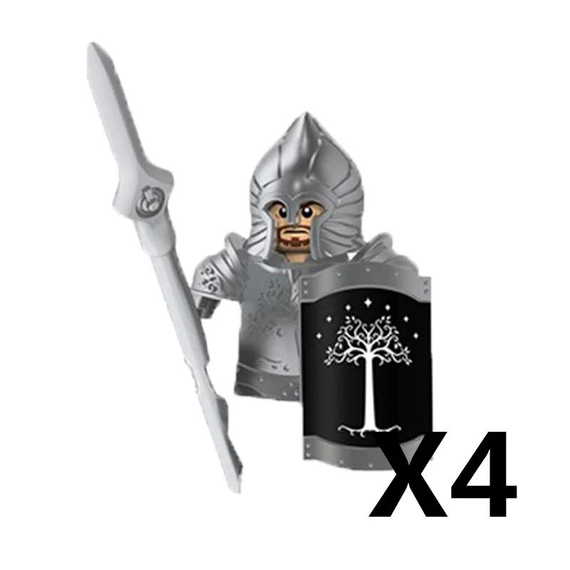 MOC Středověcí rytíři Orkové Stavební kostky Figurky Hračka Vojáci Stráž Zbraně Luky Šípy Štít Brnění Vlajky Pochodně T016