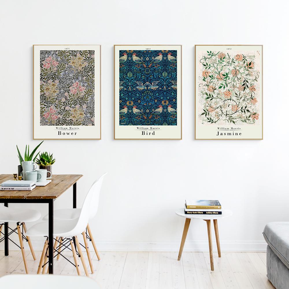 William Morris Vintage Flower Canvas Poster Jasmine Marigold Tulip Pattern Print Painting