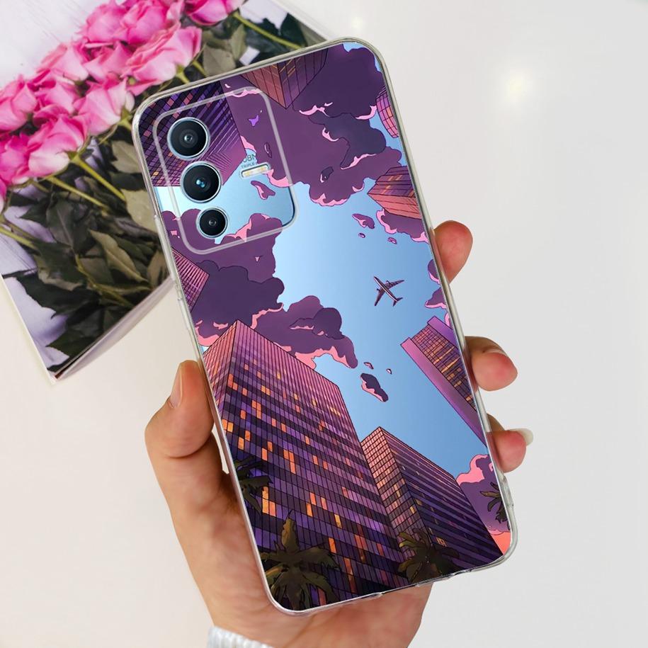 For Vivo V23 Pro V2132 Case For Vivo V23 5G V2130 V2303 Cover Fashion Flower Clear Silicone Phone Case For Vivo V23e V 23 Bumper