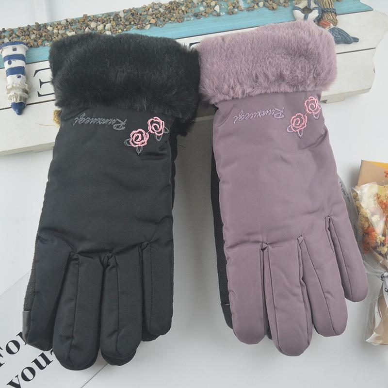 New women's autumn and winter warm fleece and cotton gloves