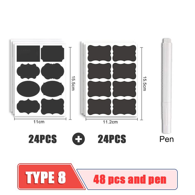 50pcs/sets Jars Labels Erasable Chalkboard Labels Waterproof Spice Sticker Craft Kitchen Blackboard Sticker Bottles Tag With Pen