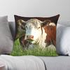 Junges Hereford-Rind Kissenbezug Polyester Leinen Samt Bedruckt Reißverschluss Dekor Kissenbezug für Sofakissen Auto Kissenbezug 45x45