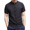 Men's 2026 Summer Chinese Style Frog Button Stand Collar Short Sleeve Plus Size Shirt
