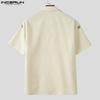 INCERUN Men's Summer Collared Button Up Printed Casual Shirts Tops Streetwear