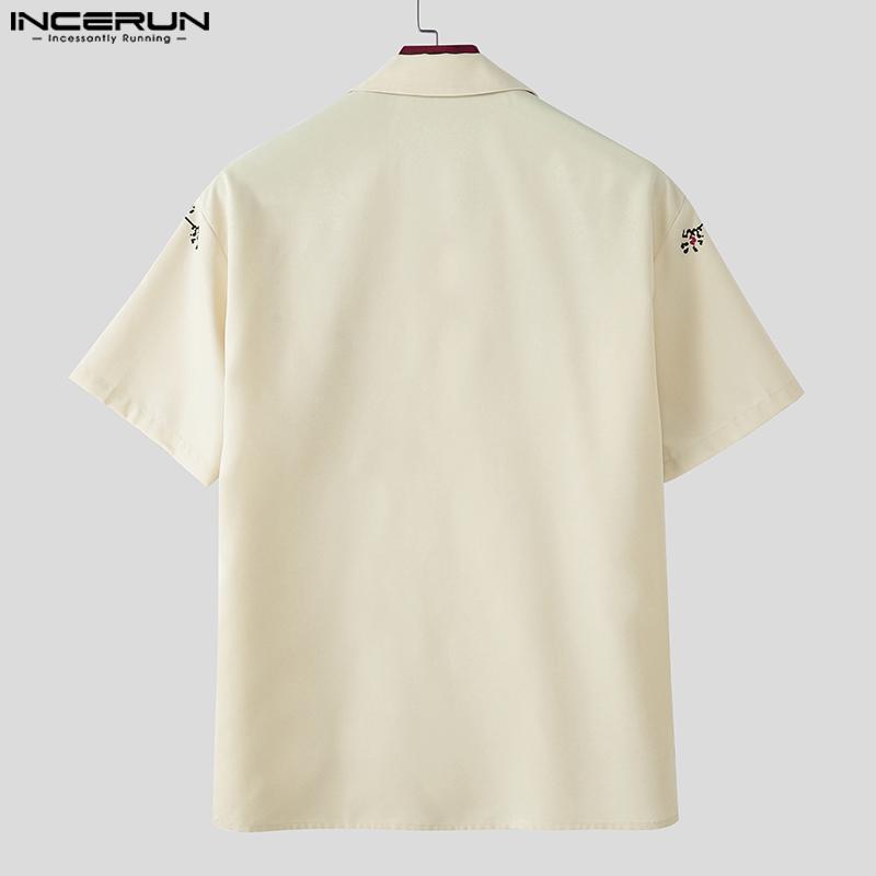 INCERUN Men's Summer Collared Button Up Printed Casual Shirts Tops Streetwear
