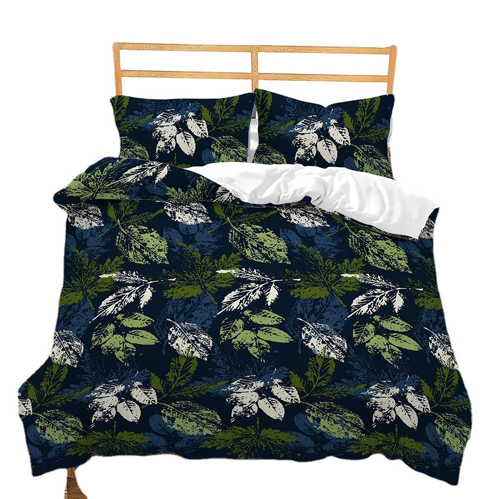 Bedding Three-Piece Set Quilt Cover Pillowcase 3D Digital Printing Plant Leaf Fruit Kit