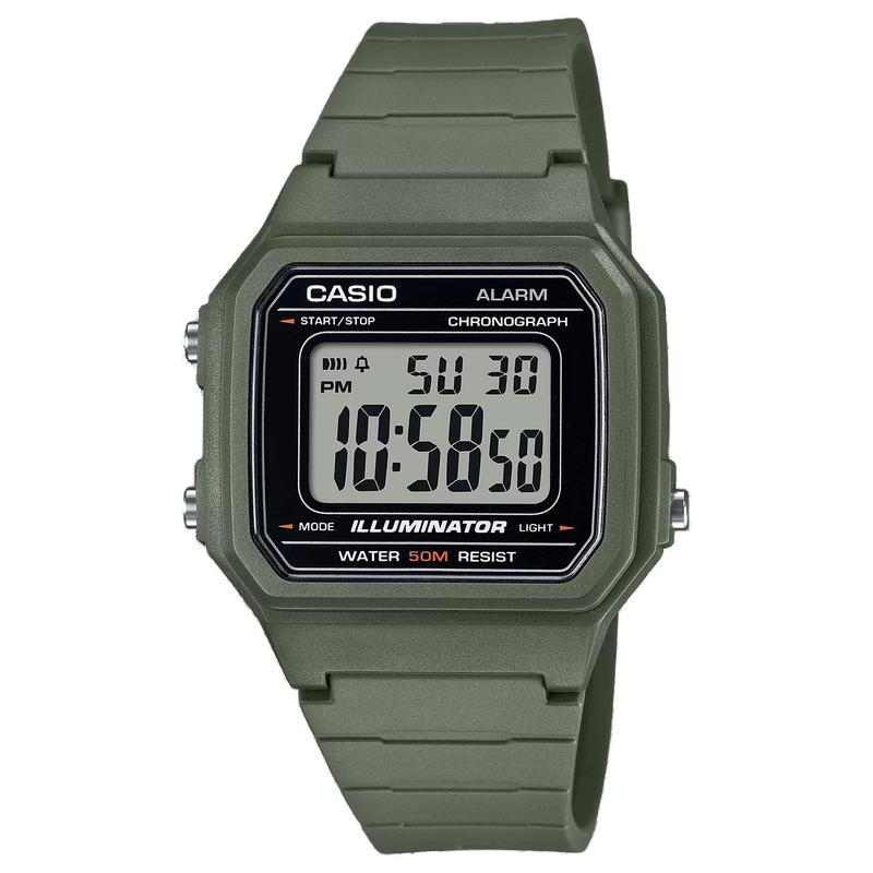 CASIO 50m waterproof Quartz resin strap men and women same style gray dial W-217H-3AVDF