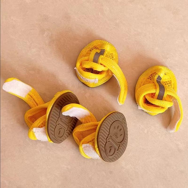 Set da 4 Pezzi Sandali per Animali Domestici Estivi Accessori per Passeggiate con Cani Scarpe Traspiranti in Rete per Cani Piccoli Chihuahua Pomerania Schnauzer Cucciolo buty dla psa