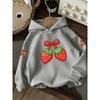 Kids' casual hoodie with a cute and sweet strawberry print, a versatile everyday style, suitable for children aged 3 and up.