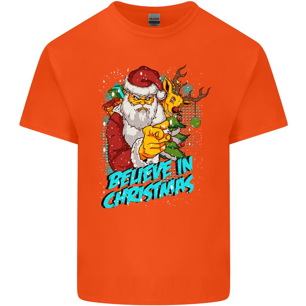 Believe In Christmas Funny Santa Xmas Unisexs Light Cotton TShirt