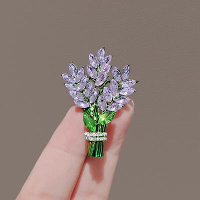 Fashion Crystal Lavender Brooches Pins Women Clothing Wedding Jewelry Party Accessories Gifts