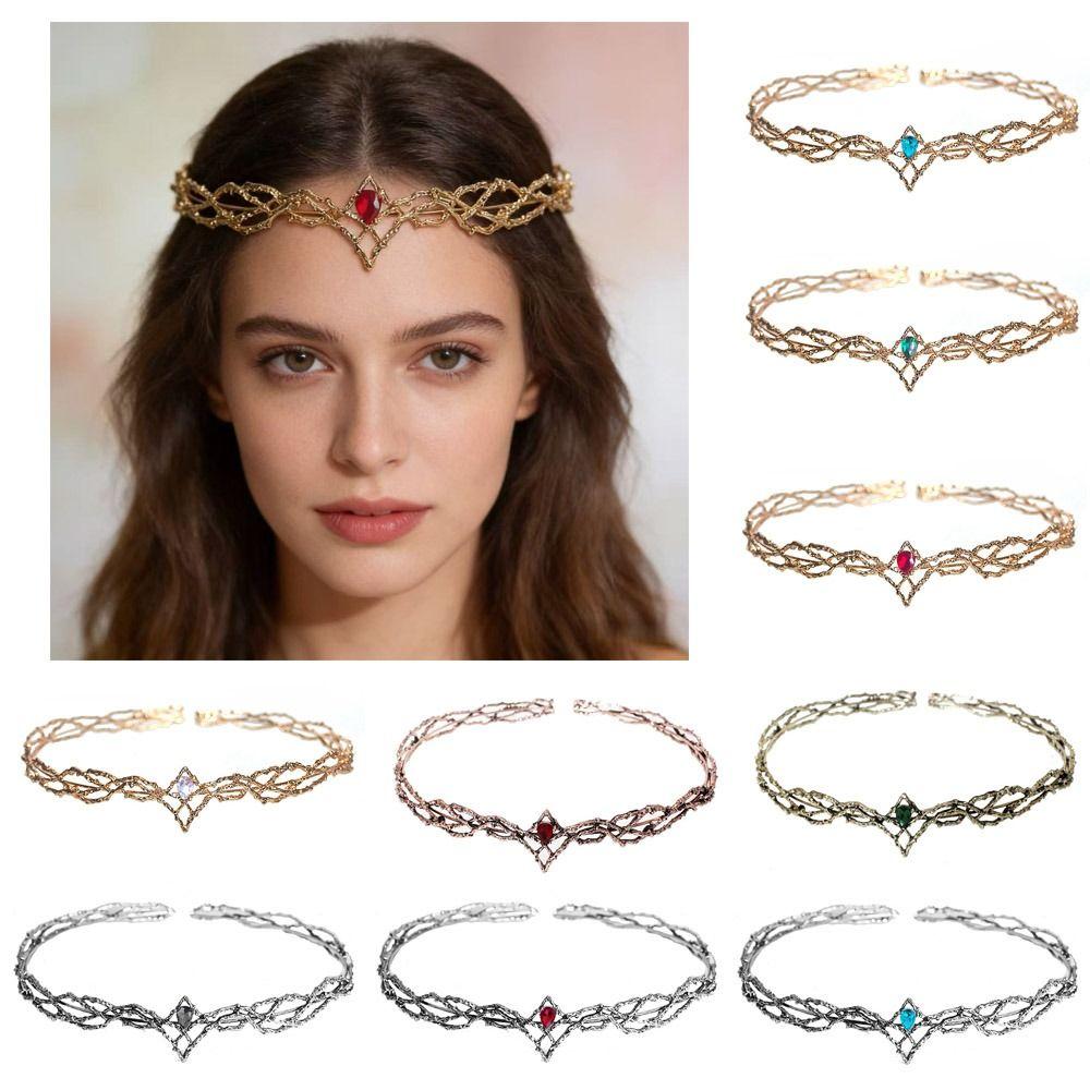 Retro Color Crown Cosplay Headwear Adjustable Headband Bridal Hair Accessories Bridal Wedding