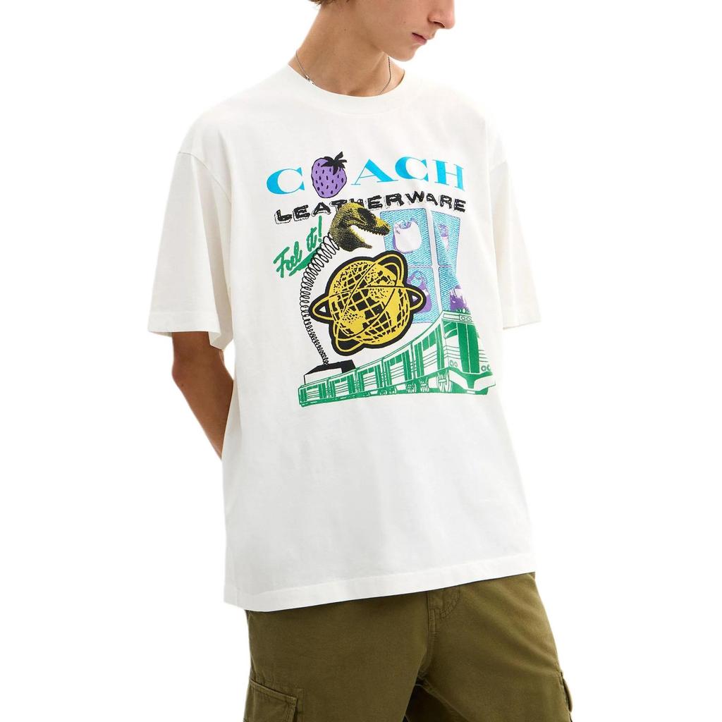 COACH T-Shirts Unisex White Crew Neck Moderate Straight Fit (Unisex) T-Shirts CCA57 NFY