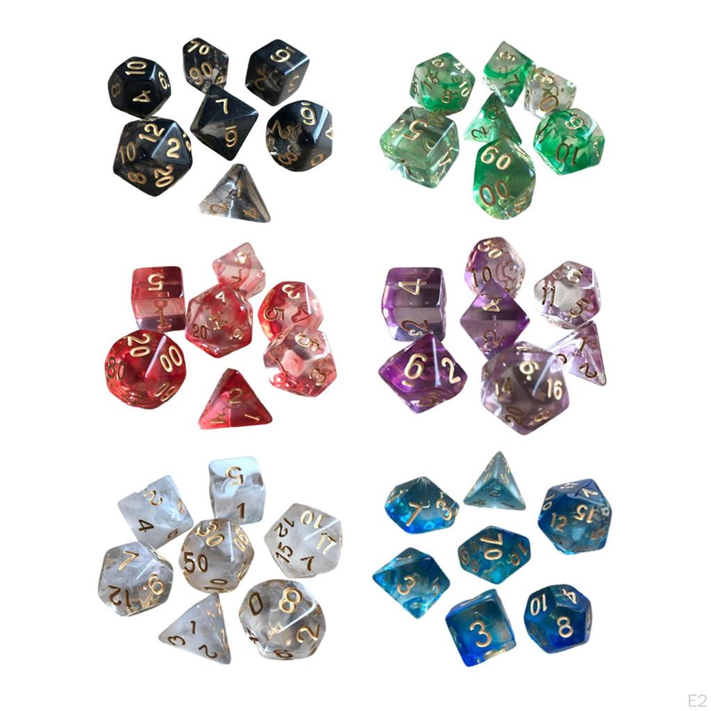 7 Pieces Polyhedral D4-D20 Family Table Game for Role Playing Cafe