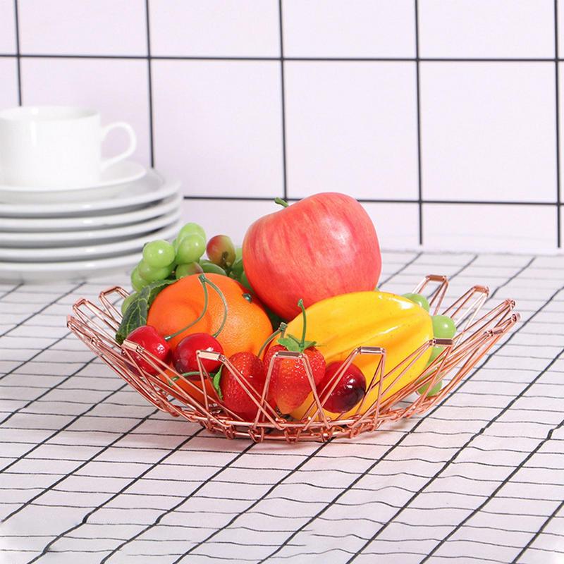 Deformable Fruit Basket Foldable Deformable Wire Drain Basket Vegetable Serving Drain Tray kitchen accessories