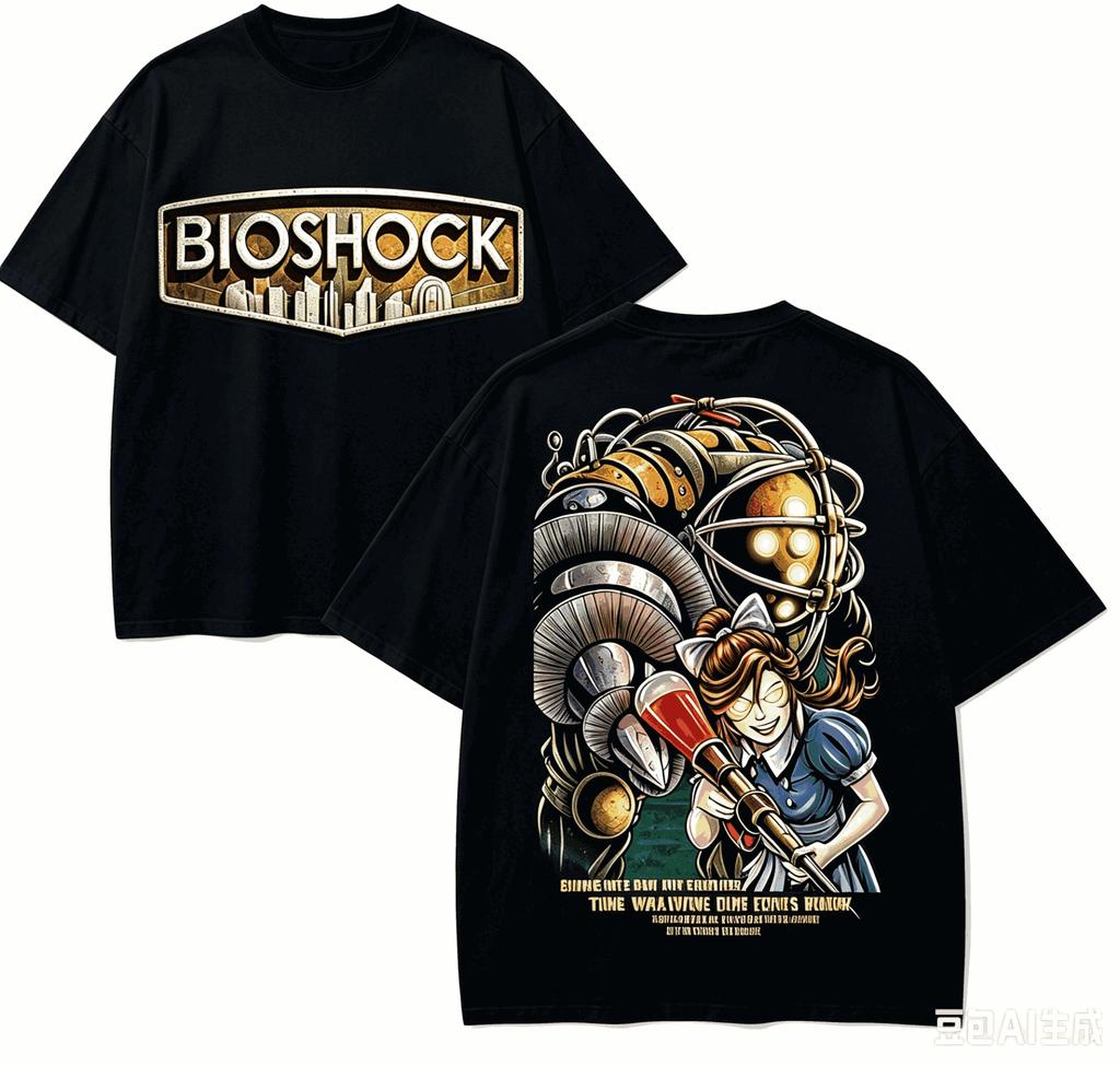 Bioshock Anime Liebhaber T-Shirt Harajuku Baumwolle Neues Modell High Street Retro Mode Übergroß Unisex Heißes Produkt Atmungsaktiv Paare