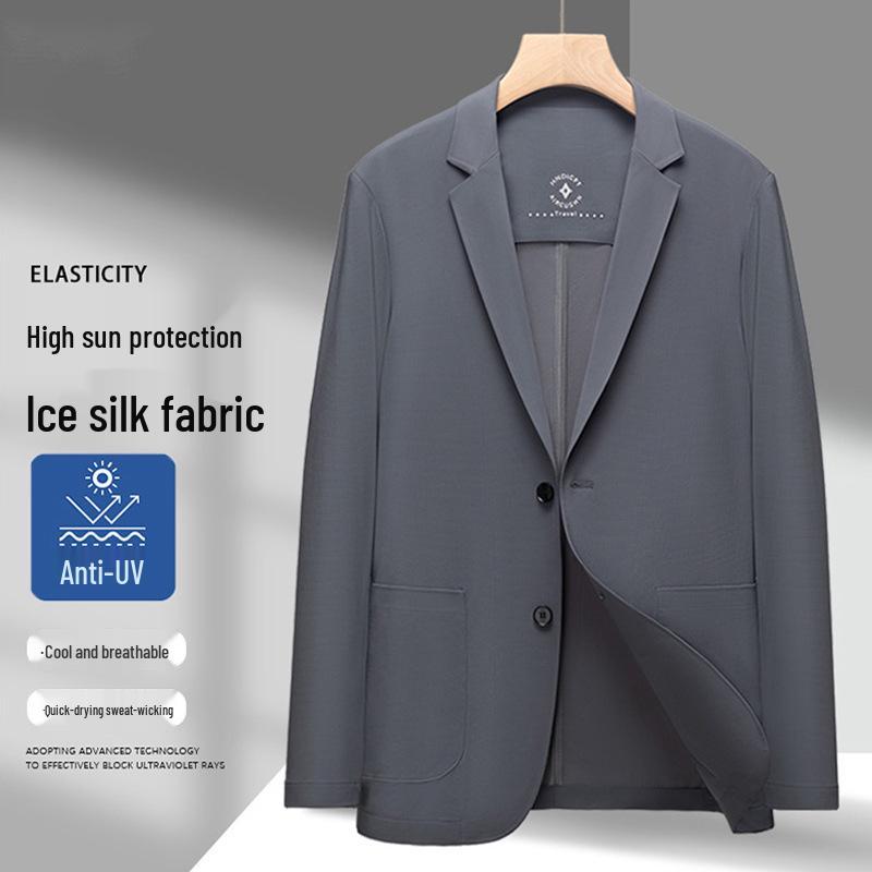 Summer No-Iron Ice Silk Sun Protection Ultra-Thin High Elastic Business Men's Jacket