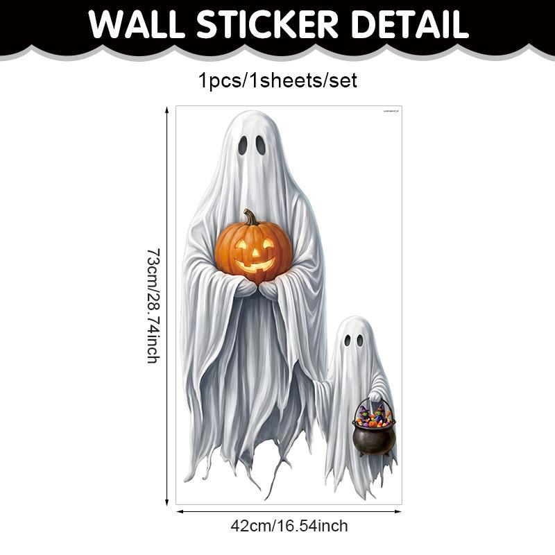 Halloween White Ghost Wall Sticker Living Room Holiday Party Decoration Horror Bat Ghost Self-adhesive Pvc Sticker