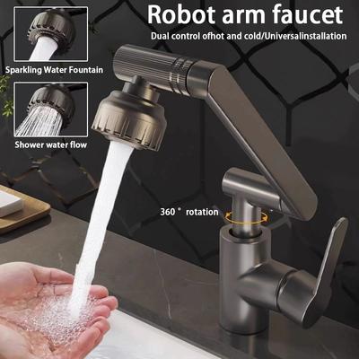 Universal Dual-Mode Rotating Faucet Mechanical Arm Wash Basin Kitchen Bathroom Hot And Cold Household Basin Wash Basin Wash Up