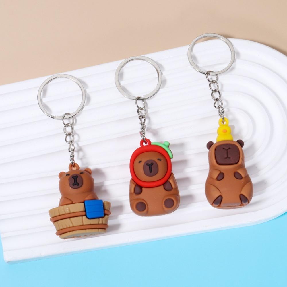 Turtle Cartoon Keychain PVC Animal Pendant Funny Capybara Key Ring  Girls