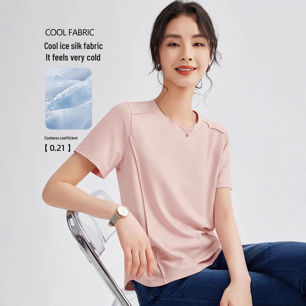

FFF Women s Slim Fit Fishbone Line T-shirt – White Ice Silk Short Sleeve Medium