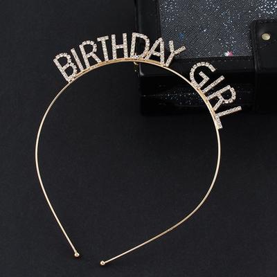 Birthday Gift Female Jewelry Rhinestone Crown Korean Style Hair Hoop Happy Birthday Headband