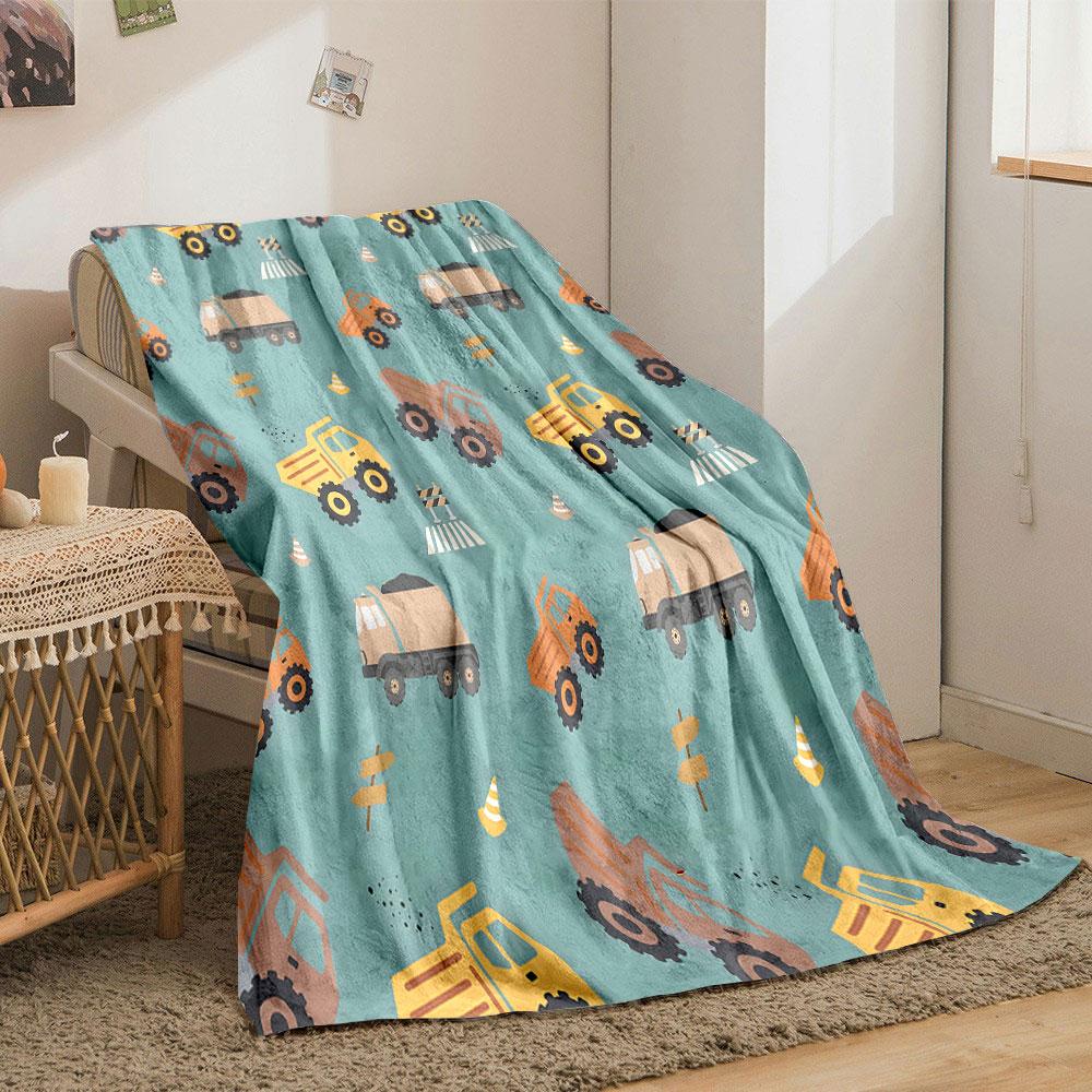 Construction Trucks Pattern Print Blanket Soft and Cozy Perfect for the Living Room Bed Sofa or a Nap,gift