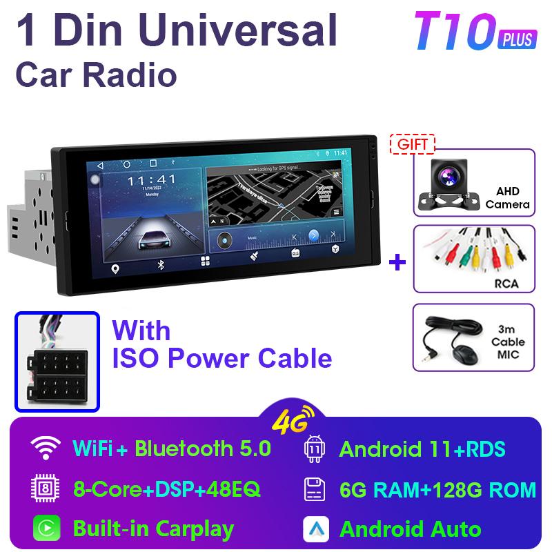 Universal 6.9" Car Radio 1 Din Android 10 Stereo Multimedia Video Player GPS Navigation Bluetooth 4G Carplay Auto IPS Screen DVD