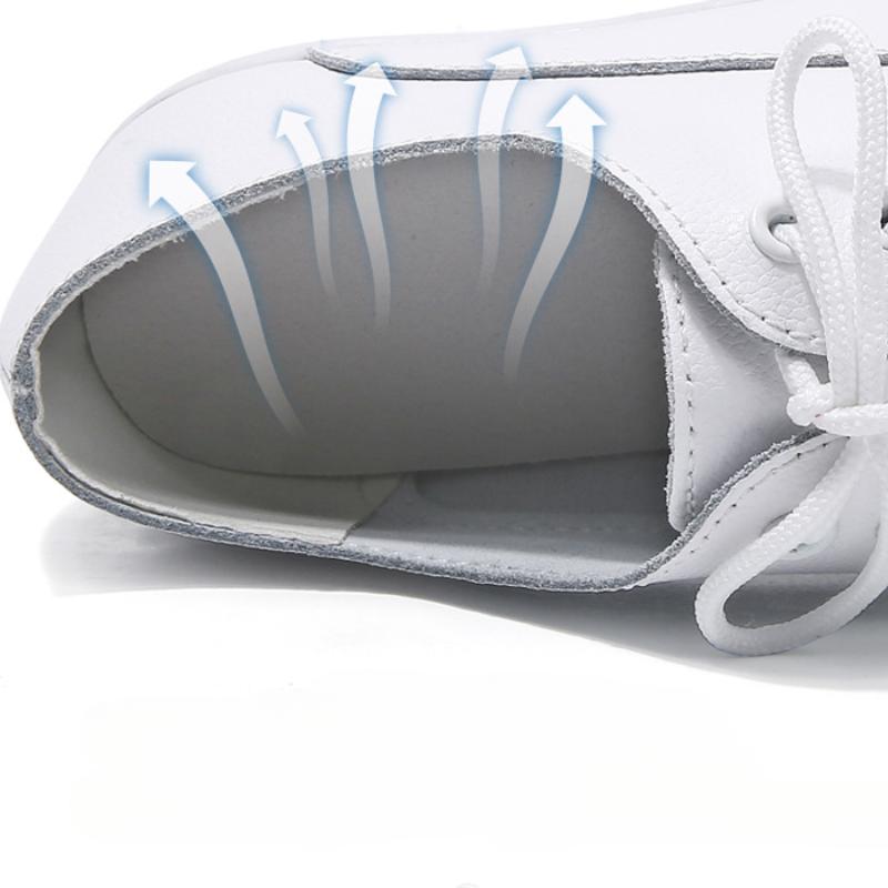 Spring New Korean Style Wear-Resistant Flat White Shoes Lace Up Round Toe Casual Non-Slip Women's Shoes