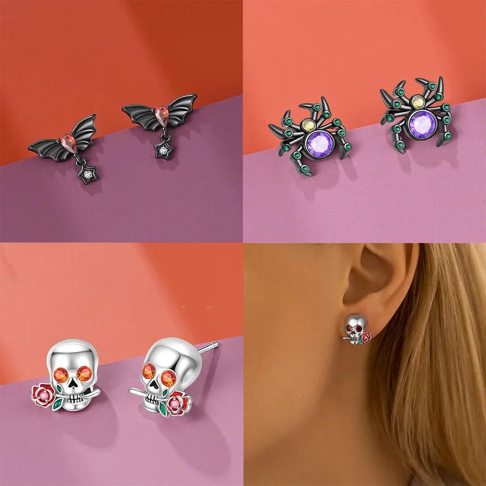 Copper Metal Authentic Original Earring of Bat Spider Red Eight-spotted Ladybug Earring Woman's Bee Dragonfly Earring Women High Quality Fine Jewelry