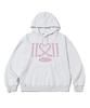 Numbering Heart Print Hoodie White Melange