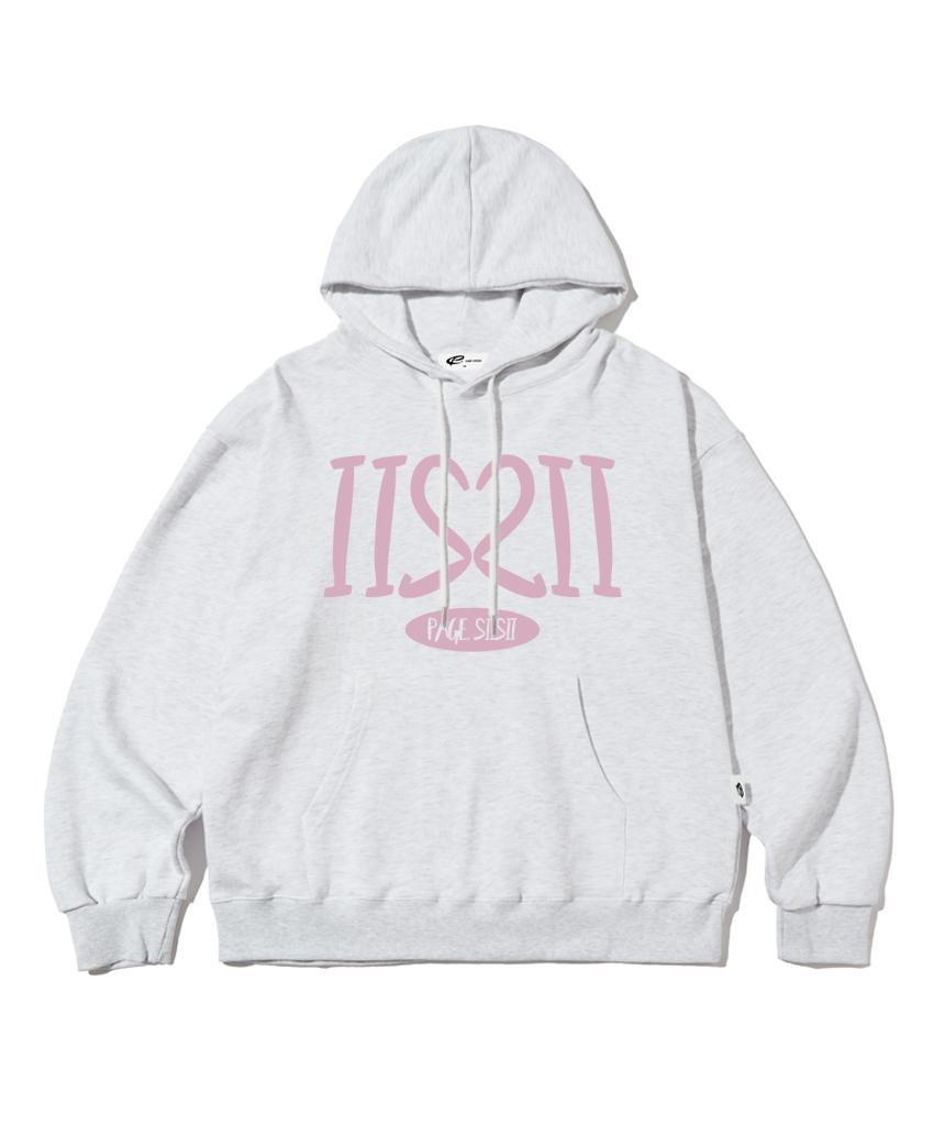 Page Cc Numbering Heart Print Hoodie White Melange M