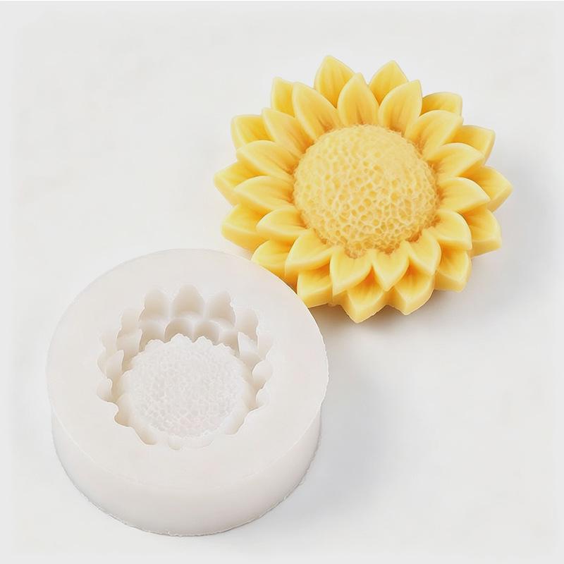 Silicone Mold for DIY Sunflower-Shaped Candles, Plaster, or Car Decoration Flowers