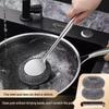 Stainless Steel Pot Cleaning Brush with Long Handle and Large Steel Wool Ball