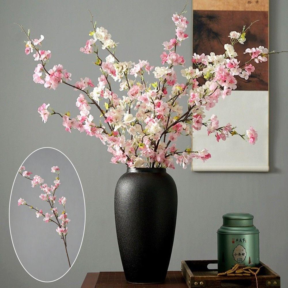 Durable Decorative Realistic Floral Artificial Cherry Blossom DIY Vase Arrangements Fake Cherry Blossom Silk Flower Home Decor