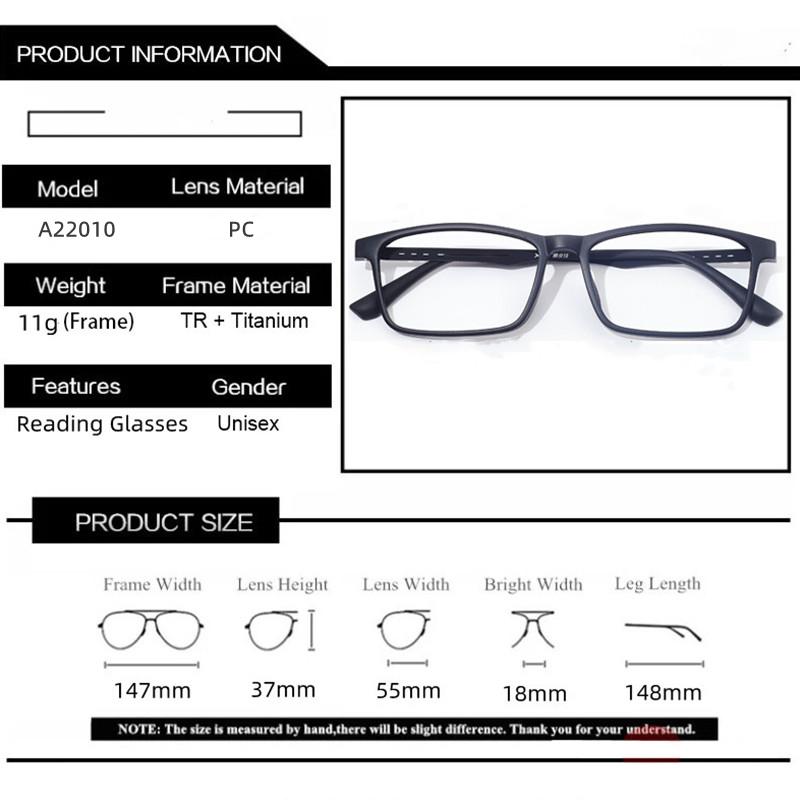 New Retro Business Anti Blue Light Men'S Reading Glasses Ultralight Square Titanium Alloy Glasses  Diopter +100 +200 +300 +400