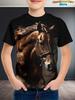 Children's Clothing Boys T-Shirt 3D Horse Print Short Sleeve Fashion Kids Summer Clothes Casual Child Girls Clothing O-Neck Tops