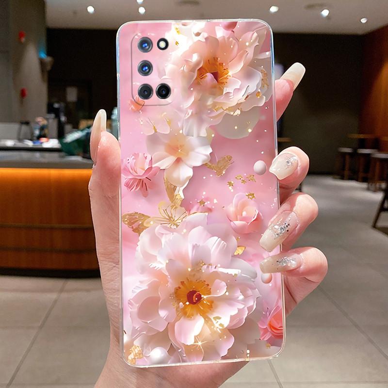 For Oppo A92 A72 A52 4G Case CPH2059 CPH2067 CPH2069 Aesthetic Fashion Luxury Butterfly Flowers Clear Soft Silicone Bumper Cover