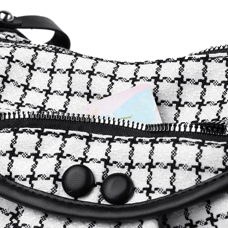 Desinvolte Женская сумка через плечо большой вместимости в модную клетку белый — фото 7