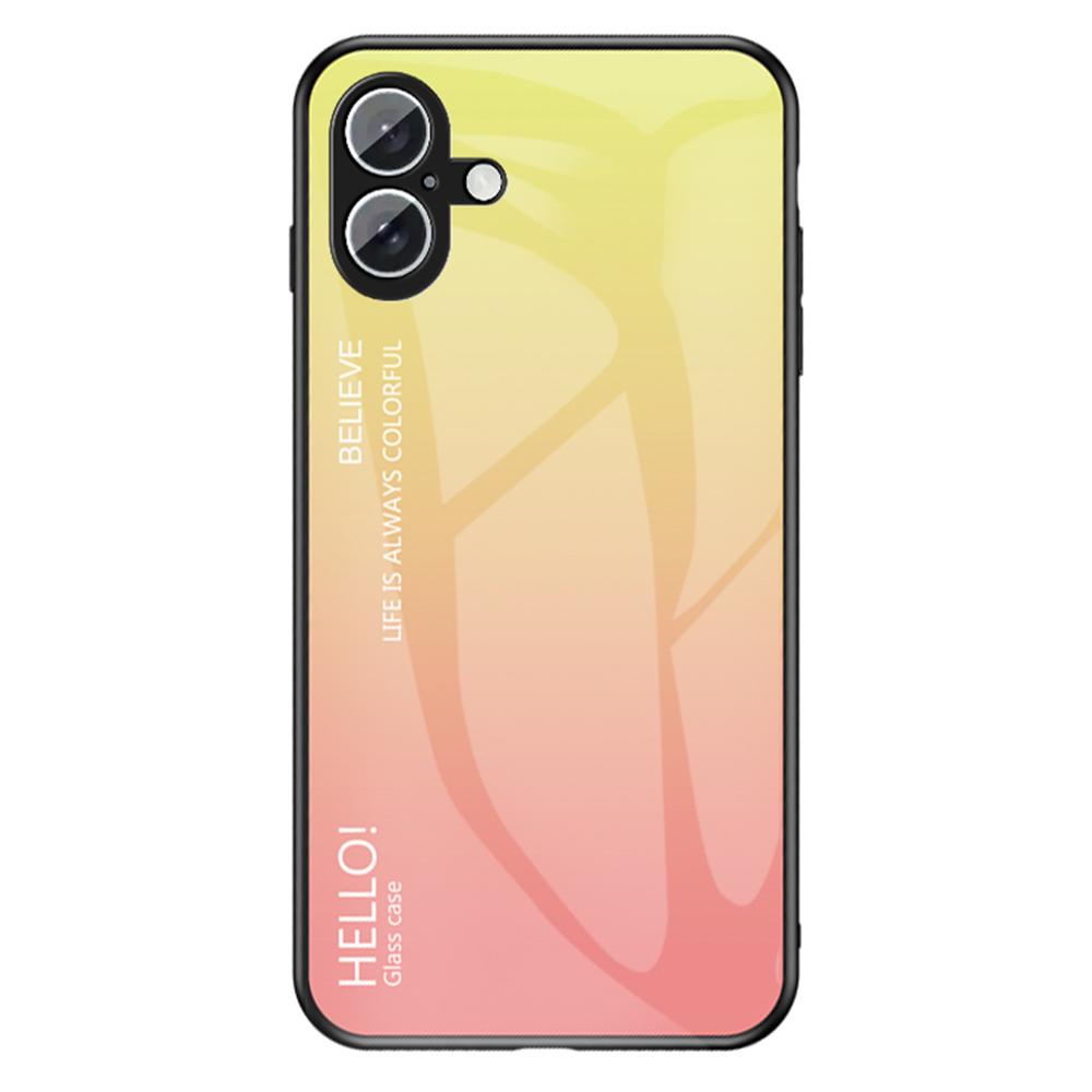 For iPhone 16 Case Anti-Scratch Tempered Glass+PC+TPU Phone Cover