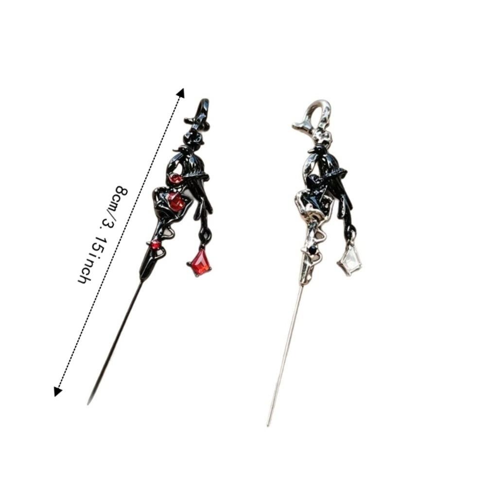 Crystal Ear Pin Red Ear Stick Vintage Rhinestone Thorn Piercing Earring Subculture Wear